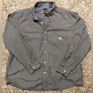 Chaps Grey & White Pinstripe button up